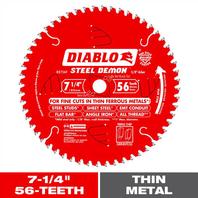 Diablo 7-1/4 in. D X 5/8 in. TiCo Hi-Density Carbide Circular Saw Blade 56 teeth