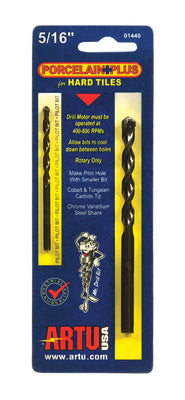 ARTU Porcelain Plus 5/16 in. X 4-1/2 in. L Tungsten Carbide Tipped Glass and Tile Bit Set Straight S