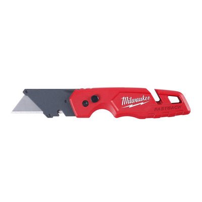Milwaukee Fastback 7-1/4 in. Press and Flip Folding Utility Knife Red