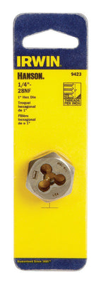 Irwin Hanson High Carbon Steel SAE Hexagon Die 1/4 in.