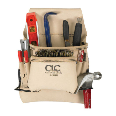CLC 4.25 in. W X 13.5 in. H Leather Tool Bag 8 pocket Tan