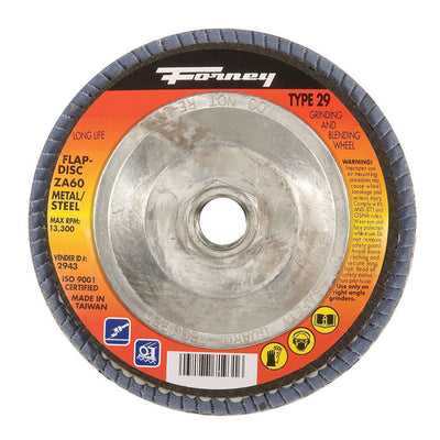 Forney 4-1/2 in. D X 5/8-11 in. Zirconia Aluminum Oxide Flap Disc 60 Grit