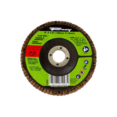 Forney 4 in. D X 5/8 in. in. Zirconia Aluminum Oxide Flap Disc 80 Grit