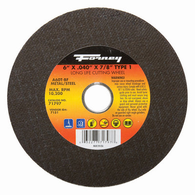 Forney 6 in. D X 7/8 in. Aluminum Oxide Metal Cut-Off Wheel