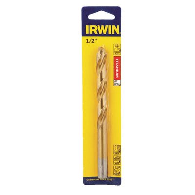 Irwin 1/2 in. X 6 in. L High Speed Steel Drill Bit Round Shank