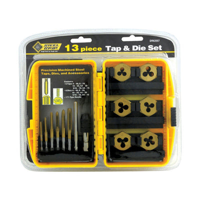Steel Grip Steel SAE Tap and Die Set 6-32, 8-32, 10-24, 10-32, 1/4-20, 5/16-8 13 pc