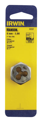 Irwin Hanson High Carbon Steel Metric Hexagon Die 6 - 1.00 mm