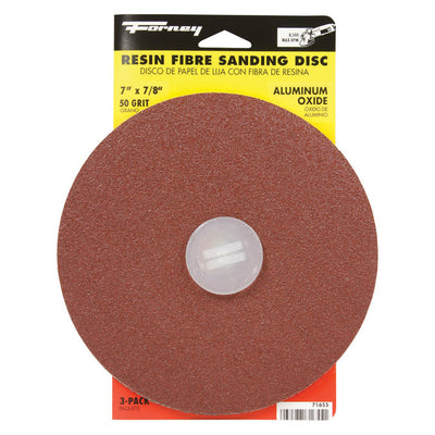 Forney 7 in. Aluminum Oxide Adhesive Sanding Disc 50 Grit 3 pk
