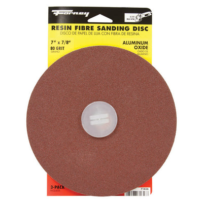 Forney 7 in. Aluminum Oxide Adhesive Sanding Disc 80 Grit 3 pk