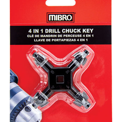 MIBRO 1/4 to 1/2 in. 4-In-1 Drill Chuck Key Hardened Steel