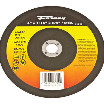 Forney 6 in. D X 5/8 in. Aluminum Oxide Metal Cut-Off Wheel