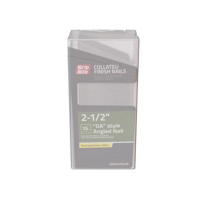 Grip-Rite 2-1/2 in. L X 15 Ga. Angled Strip Electro Galvanized Finish Nails 34 deg 1000 pk