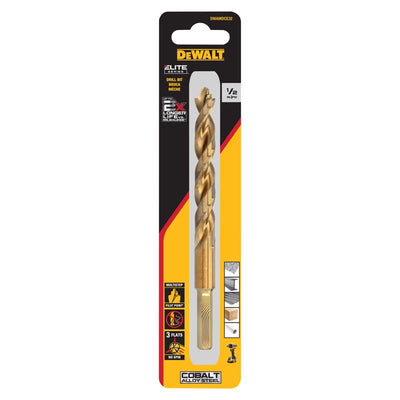 DeWalt 1/2 in. X 6 in. L Cobalt Steel Pilot Point Drill Bit Round Shank
