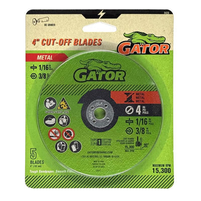 Gator 4 in. D X 3/8 in. Aluminum Oxide Metal Cut-Off Blade 5 pc