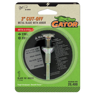Gator 3 in. D X 3/8 in. Aluminum Oxide Metal Cut-Off Blade