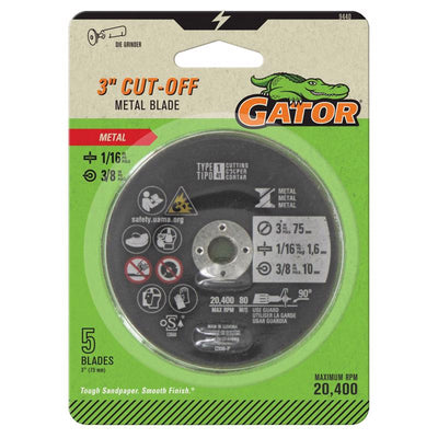 Gator 3 in. D X 3/8 in. Aluminum Oxide Metal Cut-Off Blade 5 pc
