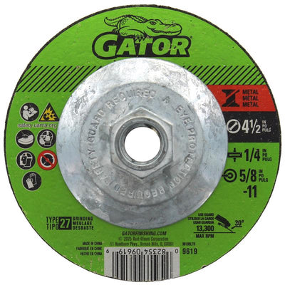 Gator 4-1/2 in. D X 5/8-11 in. Metal Grinding Wheel