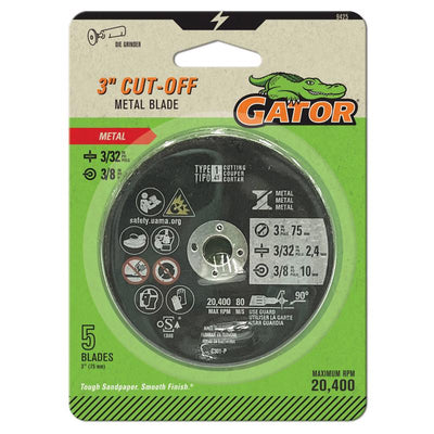 Gator 3 in. D X 3/8 in. Aluminum Oxide Metal Cut-Off Blade 5 pc
