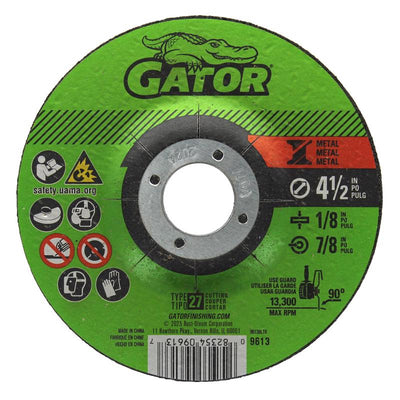 Gator 4-1/2 in. D X 7/8 in. Metal Grinding Wheel