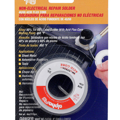 Alpha Fry 4 oz Acid Core Wire Solder 0.125 in. D Tin/Lead 40/60