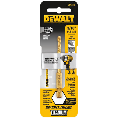 DeWalt Impact Ready 3/16 in. X 3 in. L High Speed Steel Drill Bit Quick-Change Hex Shank