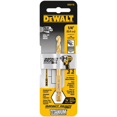 DeWalt Impact Ready 1/4 in. X 3-13/64 in. L High Speed Steel Drill Bit Quick-Change Hex Shank