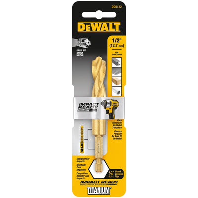 DeWalt Impact Ready 1/2 in. X 4 in. L High Speed Steel Drill Bit Quick-Change Hex Shank