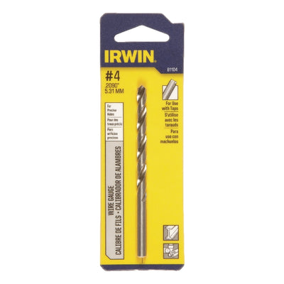 Irwin #4 X 3-3/4 in. L High Speed Steel Jobber Length Wire Gauge Bit Straight Shank