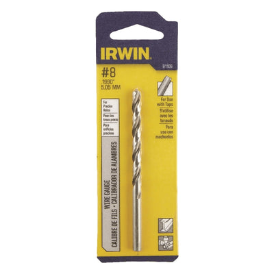 Irwin #8 X 3-5/8 in. L High Speed Steel Jobber Length Wire Gauge Bit Straight Shank