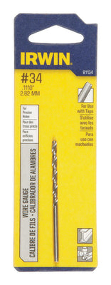 Irwin #34 X 2-5/8 in. L High Speed Steel Jobber Length Wire Gauge Bit Straight Shank