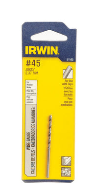 Irwin #45 X 2-1/8 in. L High Speed Steel Jobber Length Wire Gauge Bit Straight Shank