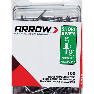 Arrow 1/8 in. D X 1/8 in. Aluminum Short Rivets Silver 100 pk