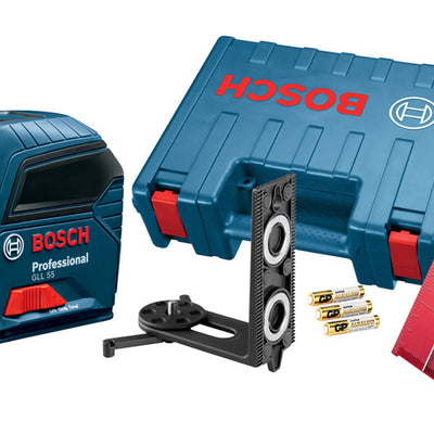 Bosch 2 beam Self Leveling Cross-Line Laser 50 ft. 7 pc