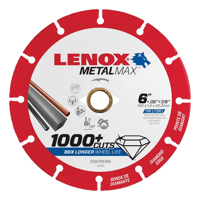 Lenox MetalMax 6 in. D X 7/8 in. Diamond/Metal Metal Cut-Off Blade
