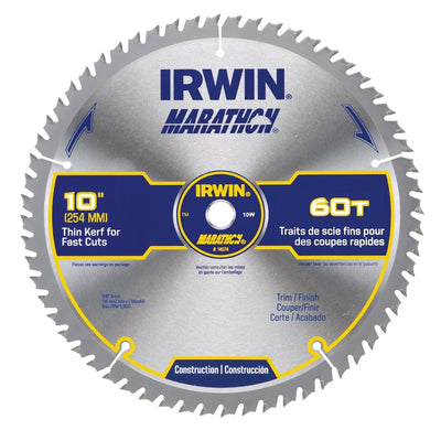 Irwin Marathon 10 in. D X 5/8 in. Carbide Miter and Table Saw Blade 60 teeth