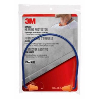 3M 28 dB PVC Hearing Protector Banded Ear Plugs Blue/Orange