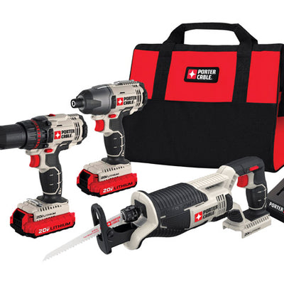 Porter Cable 20V Cordless Brushed 4 Tool Combo Kit