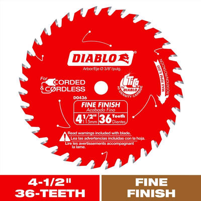 Diablo 4-1/2 in. D X 3/8 in. Fine Finish TiCo Hi-Density Carbide Circular Saw Blade 36 teeth