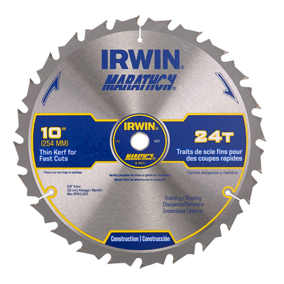 Irwin Marathon 10 in. D X 5/8 in. Carbide Circular Saw Blade 24 teeth