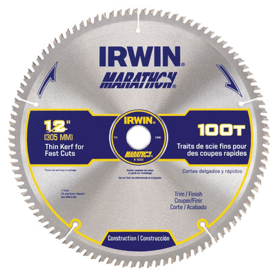 Irwin Marathon 12 in. D X 1 in. Carbide Circular Saw Blade 100 teeth