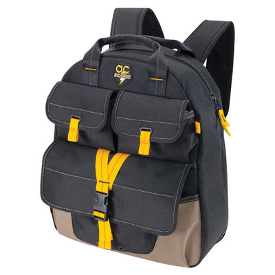 CLC E-Charge 6 in. W X 19.5 in. H Polyester Backpack Tool Bag 23 pocket Black/Tan