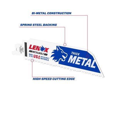 Lenox METALWOLF 6 in. Bi-Metal WAVE EDGE Reciprocating Saw Blade 10 TPI 5 pk