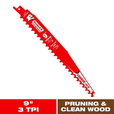 Diablo Demo Demon 9 in. Carbide Tipped Pruning & Clean Wood Reciprocating Saw Blade 3 TPI