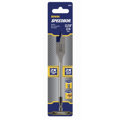 Irwin Speedbor 11/16 in. X 6 in. L Carbon Steel Wood Boring Bit Hex Shank