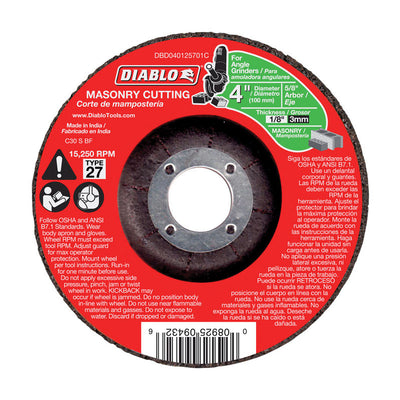 Diablo 4 in. D X 5/8 in. Silicon Carbide Masonry Cut-Off Disc