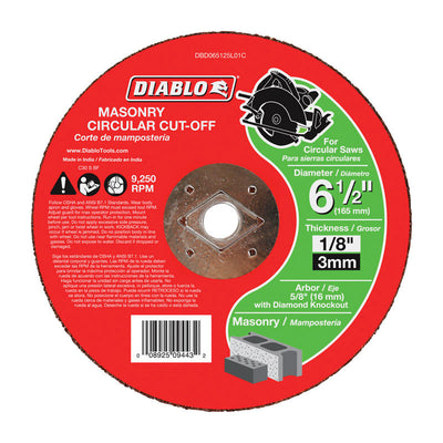 Diablo 6-1/2 in. D X 5/8 in. Silicon Carbide Masonry Circular Cut-Off Disc