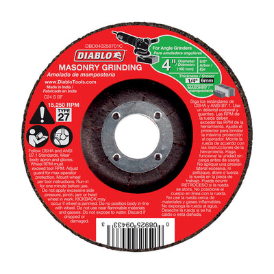 Diablo 4 in. D X 5/8 in. X 1/4 in. thick Silicon Carbide Masonry Cut-Off Disc