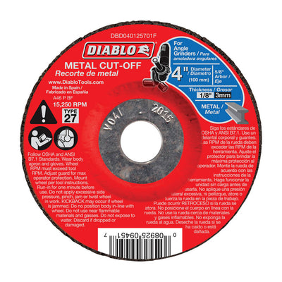Diablo 4 in. D X 5/8 in. Aluminum Oxide Metal Cut-Off Disc