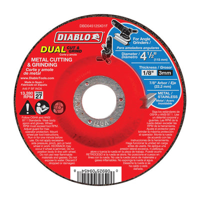 Diablo 4-1/2 in. D X 7/8 in. Aluminum Oxide Metal Dual Cut and Grind Disc