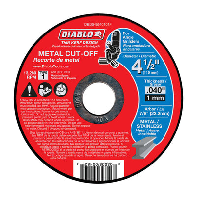 Diablo 4-1/2 in. D X 7/8 in. Aluminum Oxide Metal Cut-Off Disc